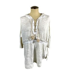 Vintage Anthropology Curio NY White Sweater with Hood Size Medium